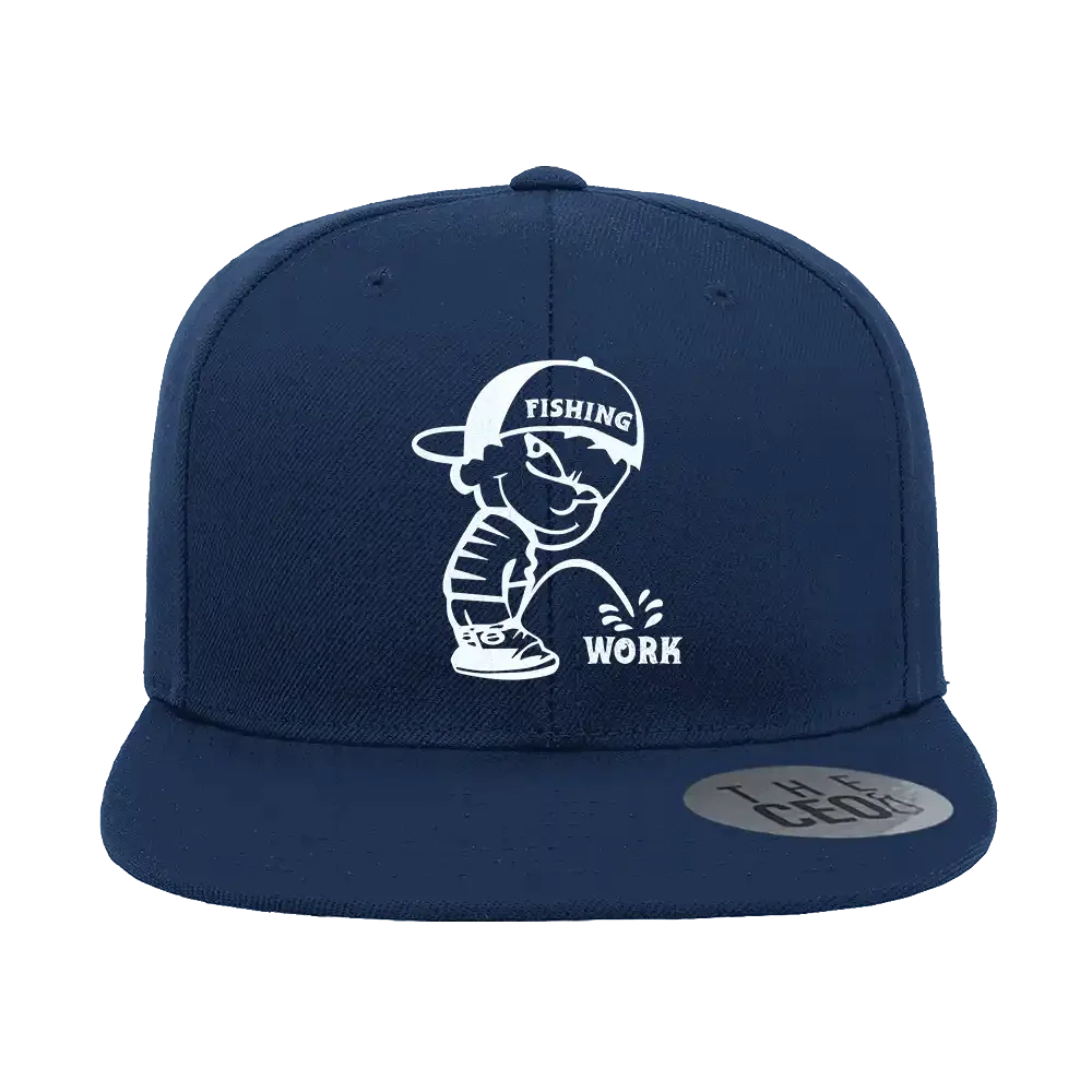 Fishing And Work Embroidered Flat Bill Cap