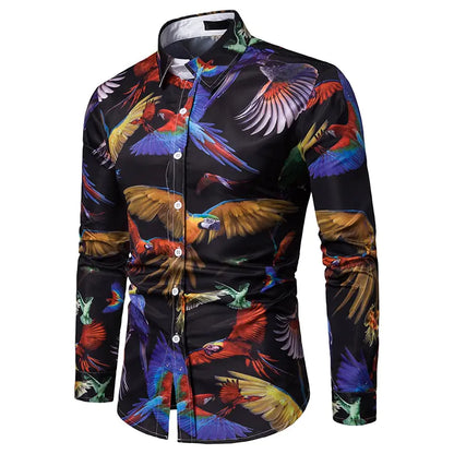 3D Parrot Animal Print Shirt Men