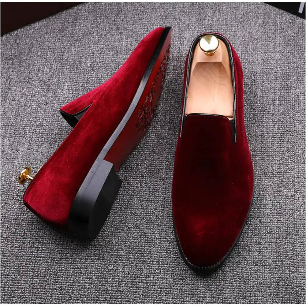 Red Bottom Suede Loafers for Men