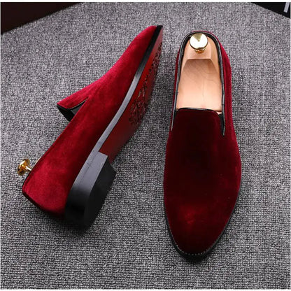 Red Bottom Suede Loafers for Men