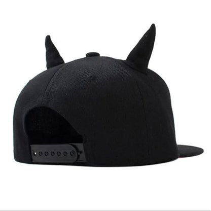 Black Cotton Punk Horn Cap