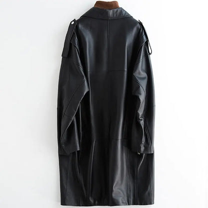 Oversized Faux Leather Long Coat