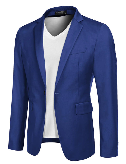 Mens Sport Coat Casual Blazer One Button Business Suit Jacket