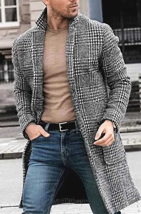 Men's Wool-Blend Mid-Length Coat