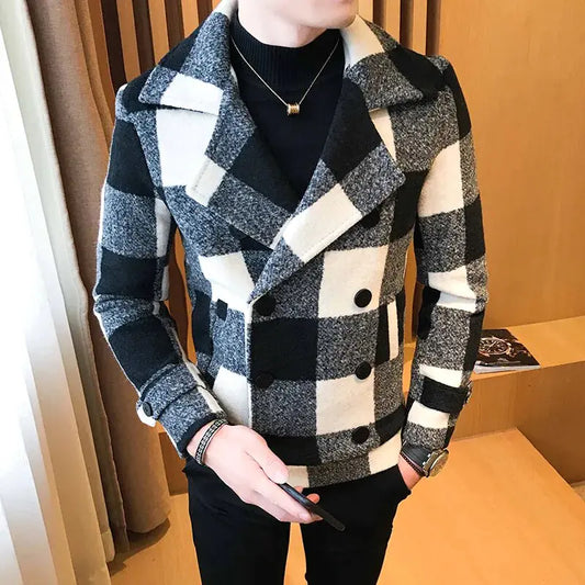 Retro Plaid Thick Casual Windbreaker Coat