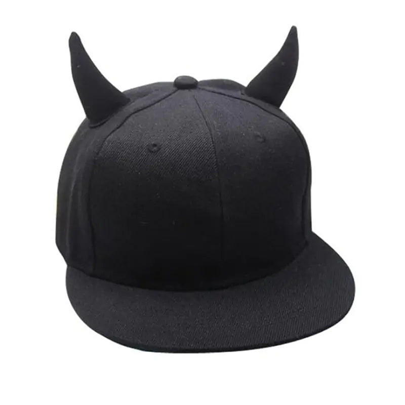 Black Cotton Punk Horn Cap