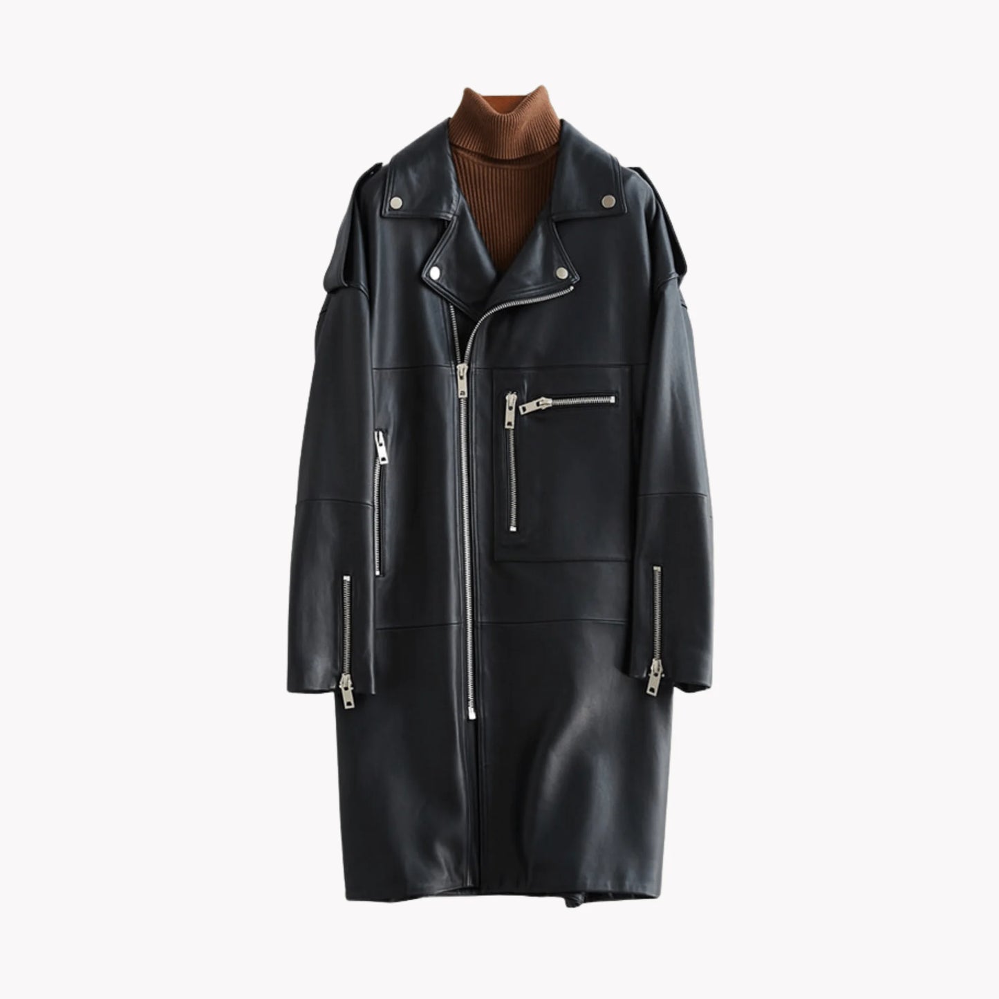 Oversized Faux Leather Long Coat