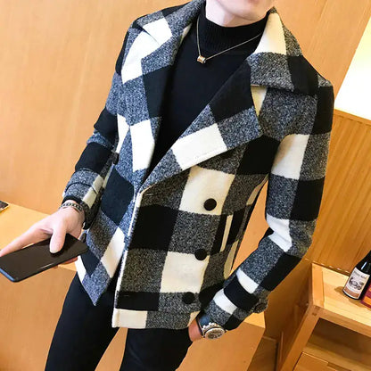 Retro Plaid Thick Casual Windbreaker Coat