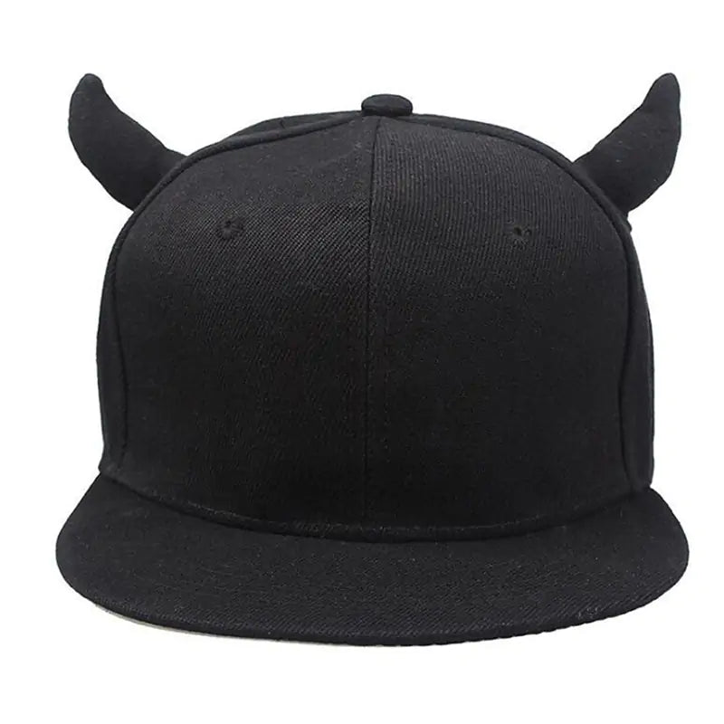 Black Cotton Punk Horn Cap