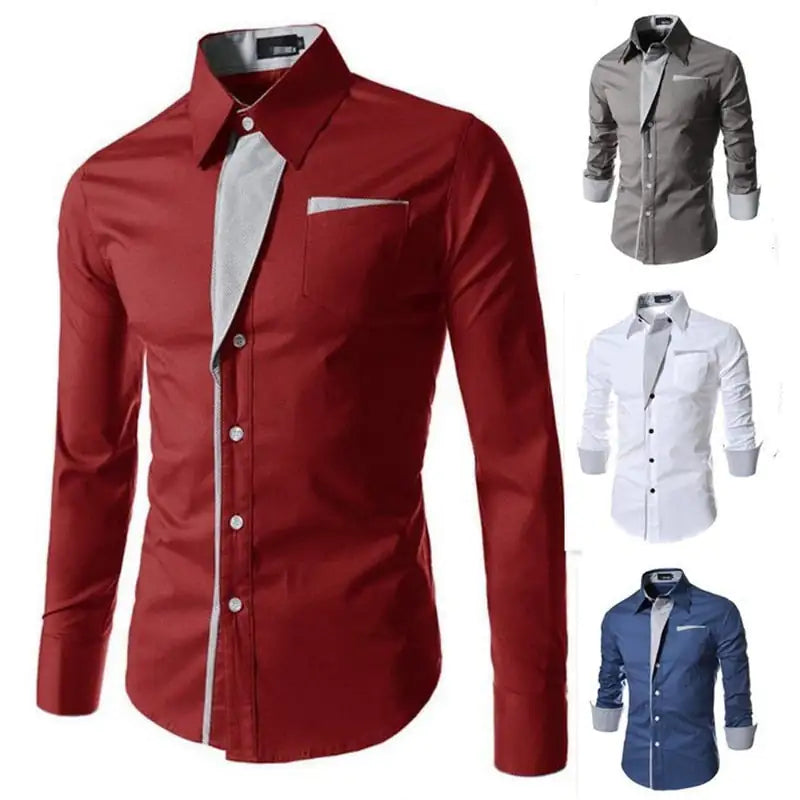 Male Fashion Shirts Full Sleeve Stripe Shirt Men Slim Fit Design Formal   Dress Shirts 14 Colors Size M-4XL