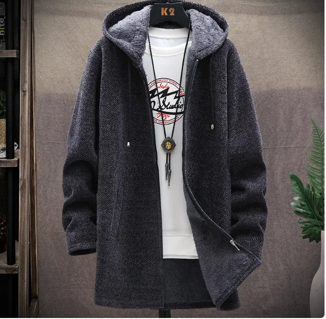 Jacket plus fleece hooded men sweater