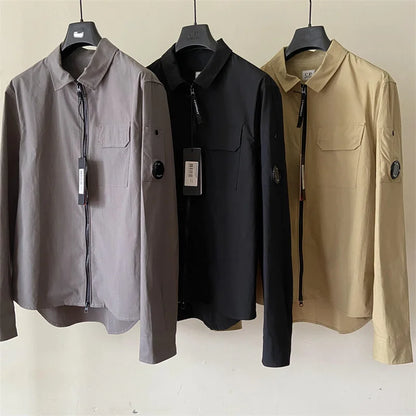 "Monochrome Cotton Jacket for Men, Casual Shirt