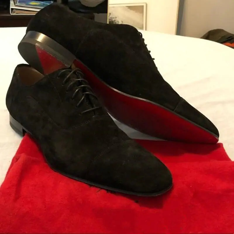 Red Bottom Classic Suede Leather Black Oxfords Party Shoes