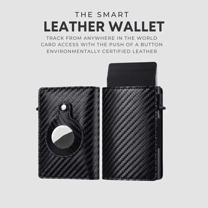 For Airtag Wallet Case Genuine Leather Credit Card Holder Magnetic Air Tag Cover